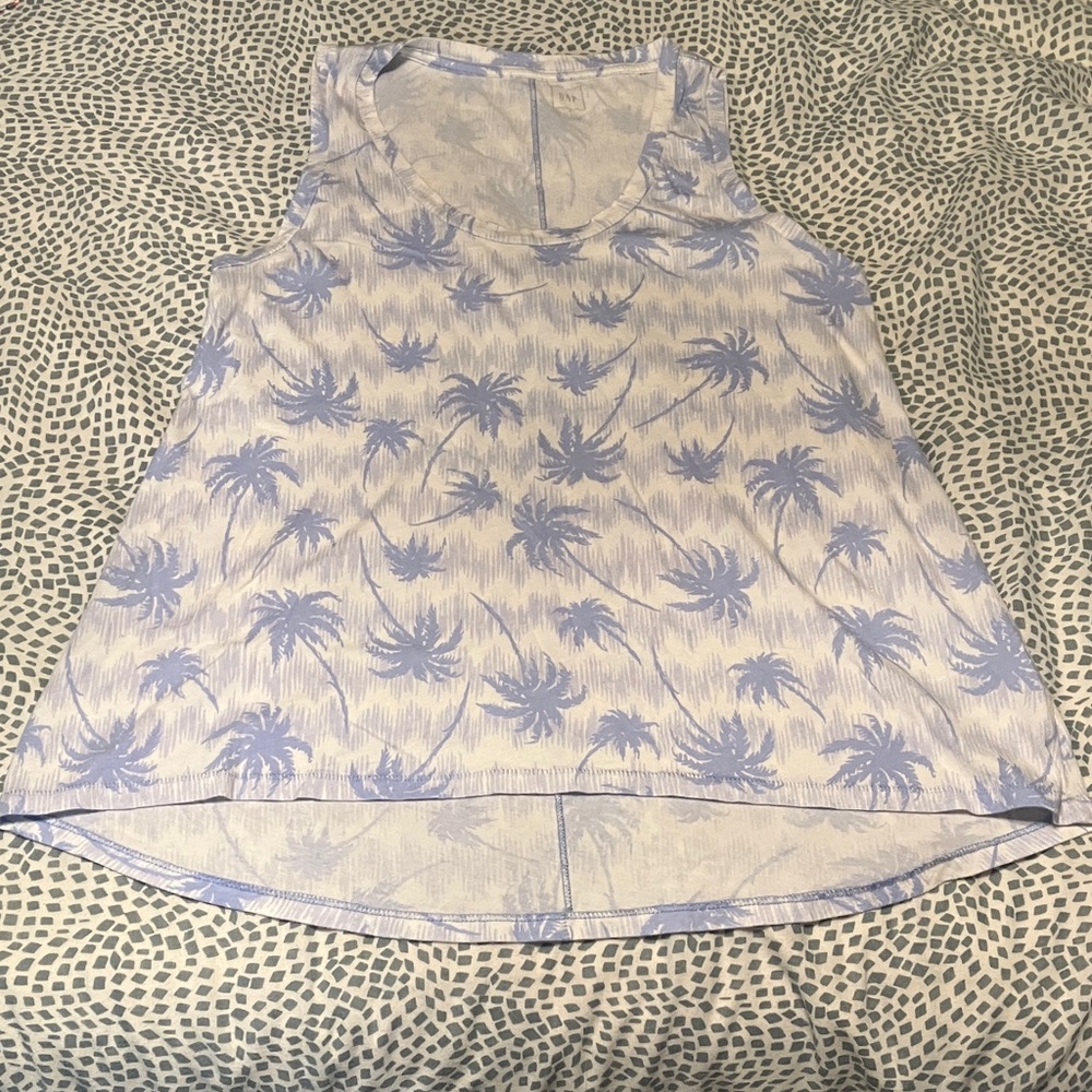 GAP Blue Palm Print Tank Top
